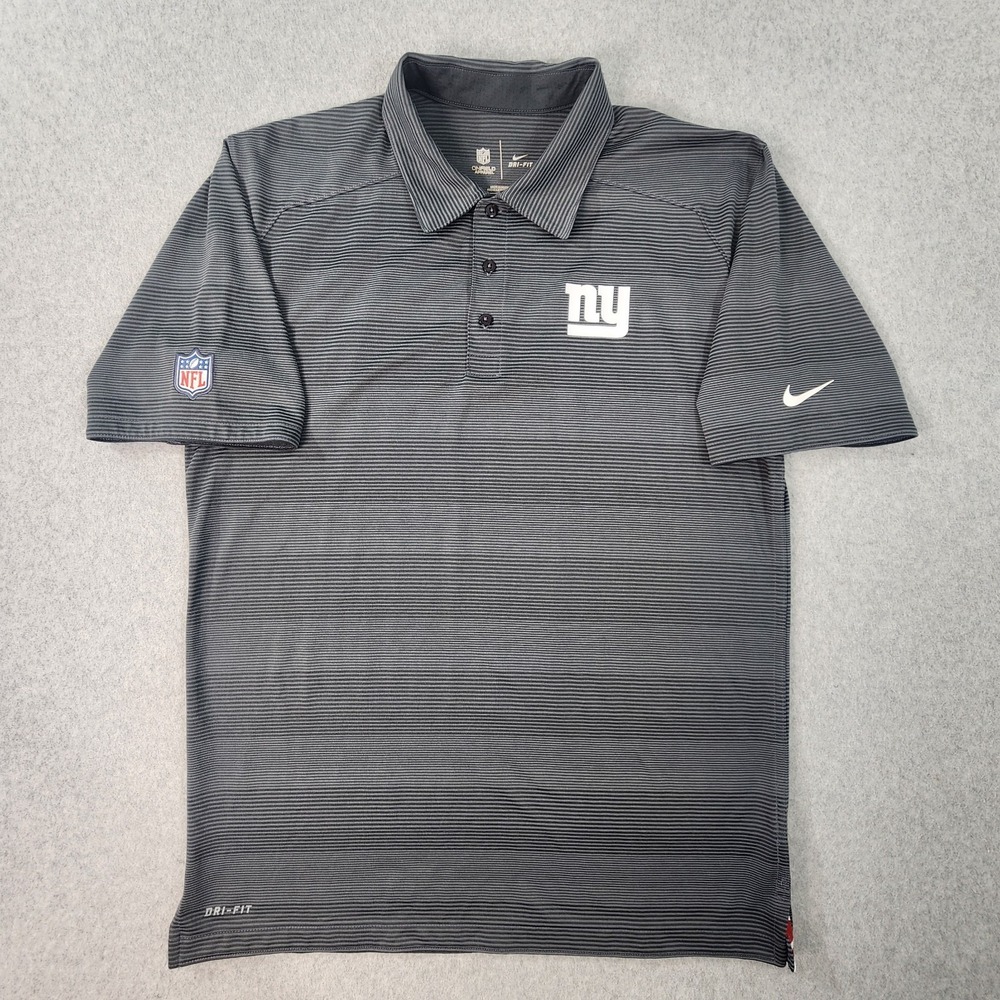 New York Giants NFL On-Field Nike Dri-Fit Polo Shirt Mens Medium Gray Striped